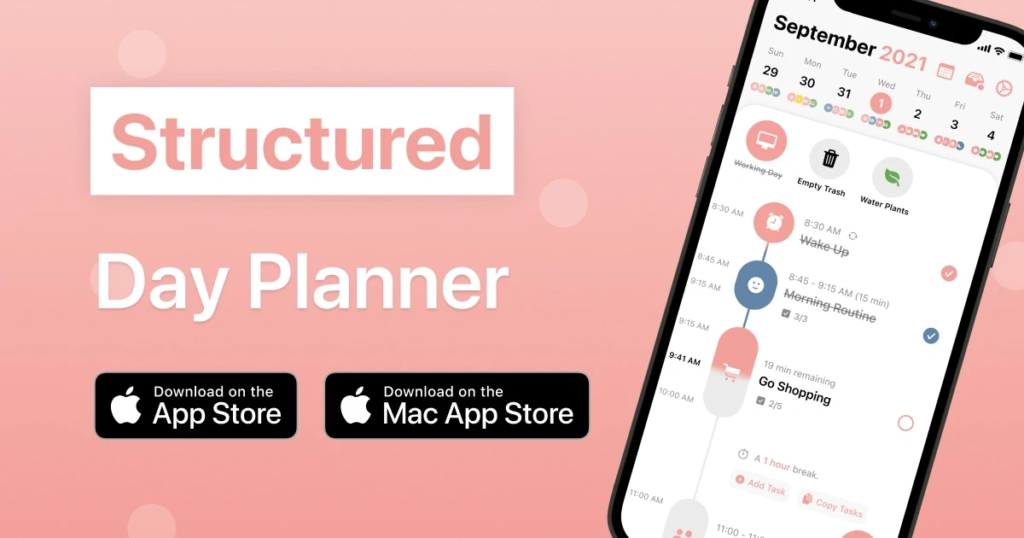 image showing digital app Structured ,a calendar app to help organise your life
