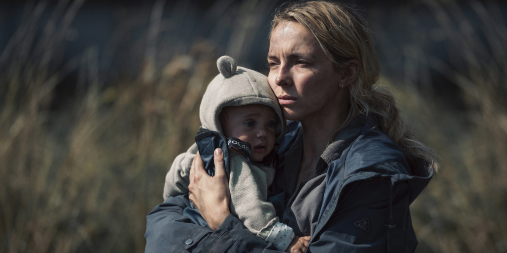 Jodie Comer and a baby in the movie